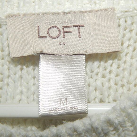 ANN TAYLOR LOFT women's medium white cream knit tunic sleeveless sweater top - Picture 6 of 13